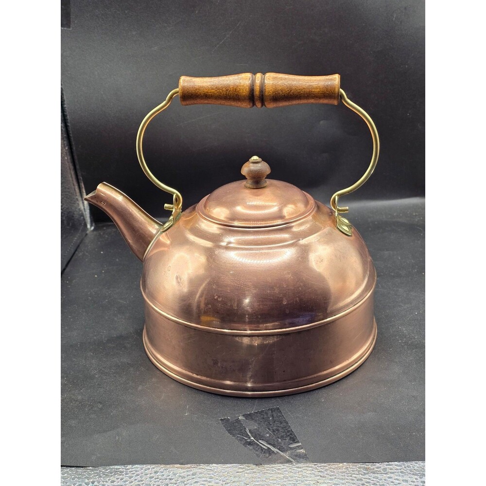 Vintage Revere Ware Copper Tea Kettle Wood Handle Rome NY
